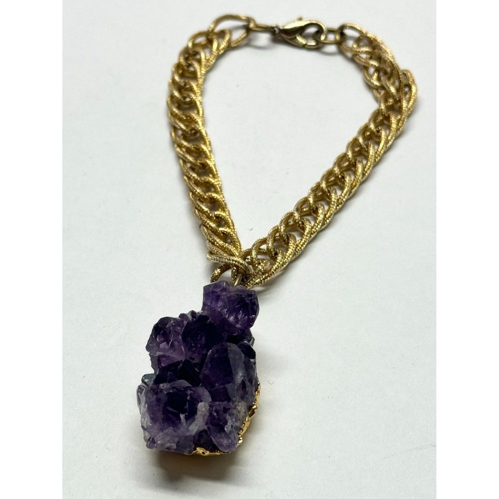 Vintage amethyst stone chunk charm bracelet